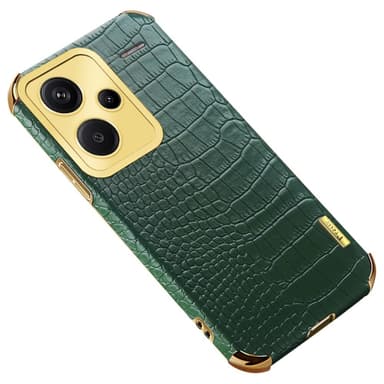 SKALO Xiaomi Redmi Note 13 Pro+ Krokodil Guldkant Skal - Grön