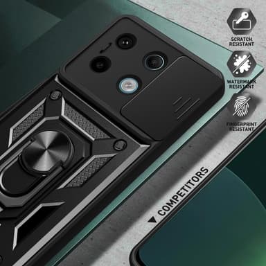 SKALO Xiaomi Redmi Note 13 Pro 5G Armor Hybrid Metallring Kameraslider - Svart