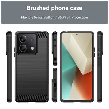 SKALO Xiaomi Redmi Note 13 5G Armor Carbon Stöttåligt TPU-skal - Svart