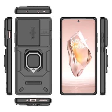 SKALO OnePlus 12R 5G Armor Hybrid Metallring Kameraslider - Svart