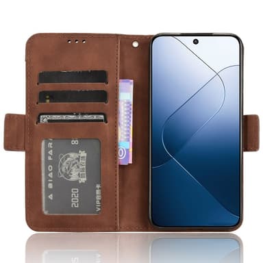SKALO Xiaomi 14 5G 6-FACK Plånboksfodral - Brun