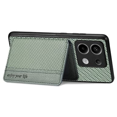 SKALO Xiaomi Redmi Note 13 Pro 5G Carbon Fiber Skal med Korthållare - Svart
