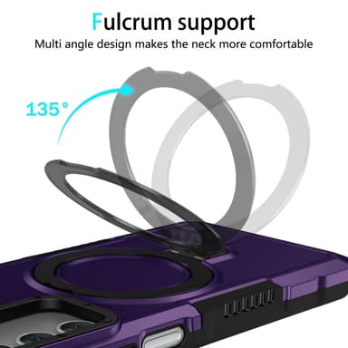 SKALO Samsung A15 5G Armor Hybrid Metallring skal - Mörklila