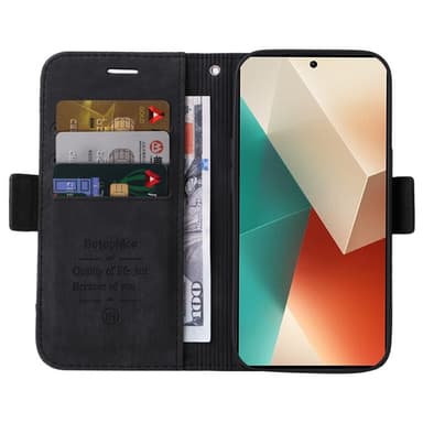 SKALO Xiaomi Redmi Note 13 5G BETOPNICE 001 Plånboksfodral i PU-Läder - Svart