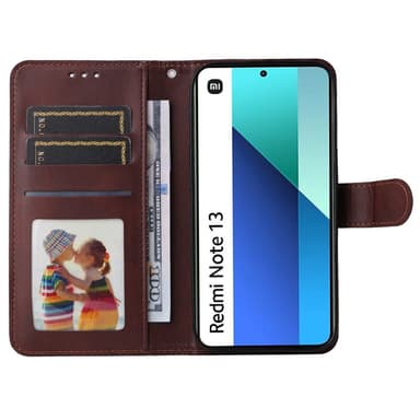 SKALO Xiaomi Redmi Note 13 4G PU-Läder Plånboksfodral - Brun