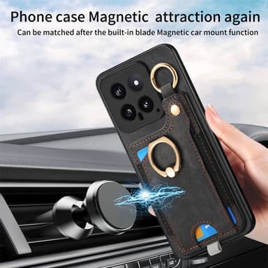 SKALO Xiaomi 14 5G PU Läder Skal med Korthållare/Plånbok - Svart