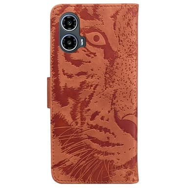 SKALO Motorola Moto G04 Embossed Tiger Plånbok - Brun