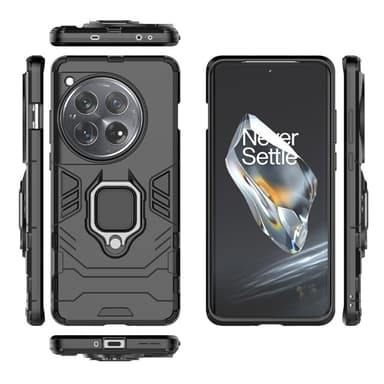 SKALO OnePlus 12 5G Armor Hybrid Metallring skal - Svart