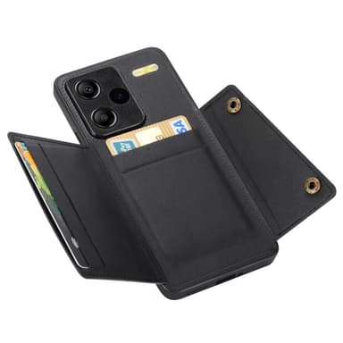 SKALO Xiaomi Redmi Note 13 Pro+ PU-Läder Korthållare Skal - Svart