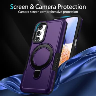 SKALO Samsung A15 5G Armor Hybrid Metallring skal - Mörklila