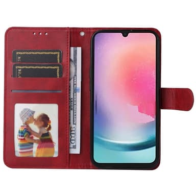 SKALO Samsung A25 5G PU-Läder Plånboksfodral - Röd