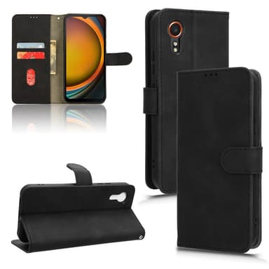 SKALO Samsung Xcover 7 Matt PU-Läder Plånboksfodral - Svart