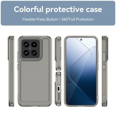SKALO Xiaomi 14 5G Transparent TPU Metalknappar Skal - Grå