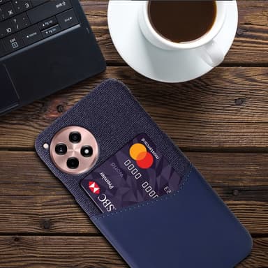 SKALO OnePlus 12R 5G Premium PU-Läder Korthållare Skal - Blå