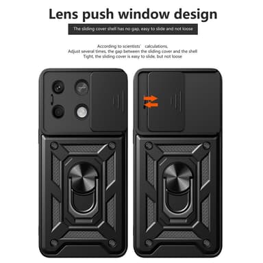 SKALO Xiaomi Redmi Note 13 5G Armor Korthållare Kameraslider skal - Svart