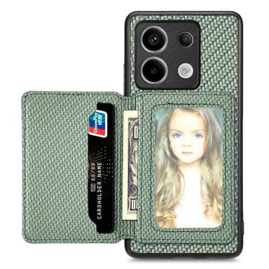 SKALO Xiaomi Redmi Note 13 Pro 5G Carbon Fiber Skal med Korthållare - Grön