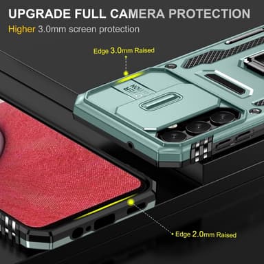 SKALO Samsung A15 4G Armor Hybrid Metallring Kameraslider - Grön