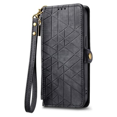 SKALO Xiaomi Redmi Note 13 5G Embossed Plånboksfodral i PU-Läder med Dragkedja - Svart