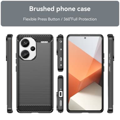SKALO Xiaomi Redmi Note 13 Pro+ Armor Carbon Stöttåligt TPU-skal - Svart