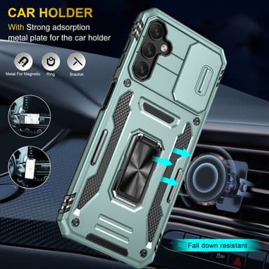 SKALO Samsung A15 4G Armor Hybrid Metallring Kameraslider - Grön