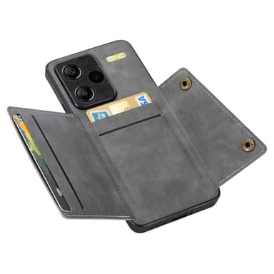 SKALO Xiaomi Redmi Note 13 Pro+ PU-Läder Korthållare Skal - Grå