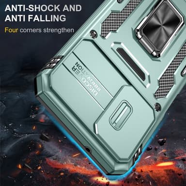 SKALO Samsung A15 4G Armor Hybrid Metallring Kameraslider - Grön