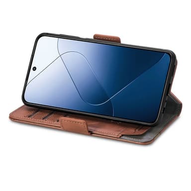 SKALO Xiaomi 14 5G CASENEO 002 Series Premium PU-Läder Plånbok - Mörkbrun