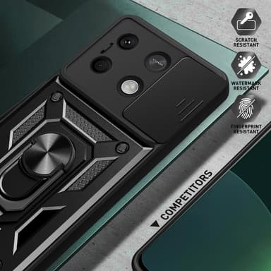 SKALO Xiaomi Redmi Note 13 5G Armor Korthållare Kameraslider skal - Svart