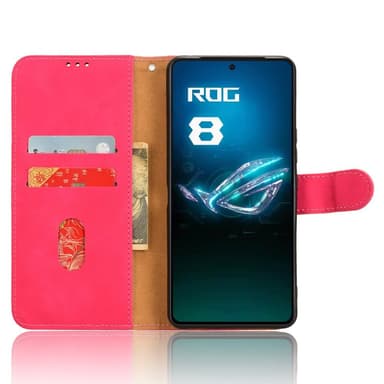 SKALO Asus ROG Phone 8 5G Matt PU-Läder Plånboksfodral - Cerise