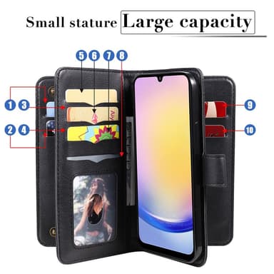 SKALO Samsung A25 5G 10-FACK Plånboksfodral - Svart