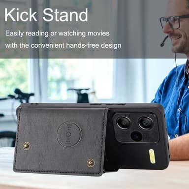 SKALO Xiaomi Redmi Note 13 Pro+ PU-Läder Korthållare Skal - Svart