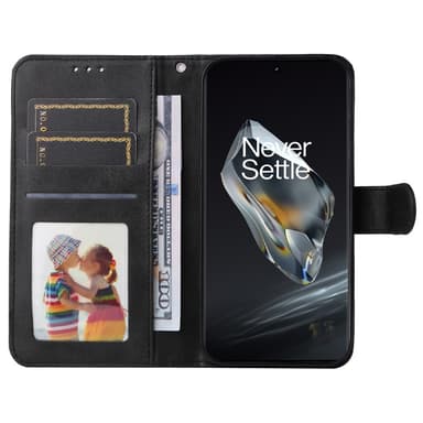 SKALO OnePlus 12R 5G PU-Läder Plånboksfodral - Svart