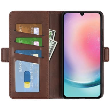 SKALO Samsung A25 5G Premium Plånboksfodral - Brun