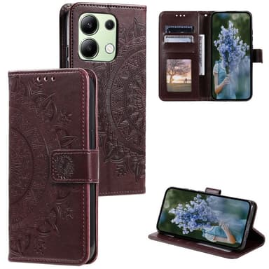 SKALO Xiaomi Redmi Note 13 4G Mandala Plånboksfodral - Brun