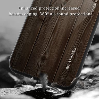 SKALO Samsung A15 5G Wood Härdat Glas TPU-skal - Orange