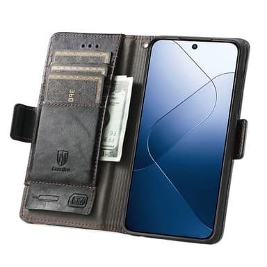 SKALO Xiaomi 14 5G CASENEO 002 Series Premium PU-Läder Plånbok - Svart