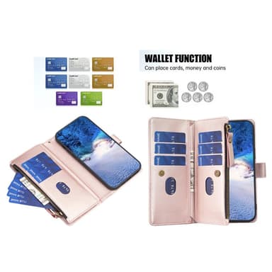 SKALO Xiaomi Redmi Note 13 4G Big Wallet 11-FACK Plånboksfodral - Roséguld