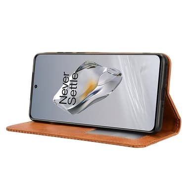SKALO OnePlus 12R 5G Embossed Premium Plånboksfodral - Brun
