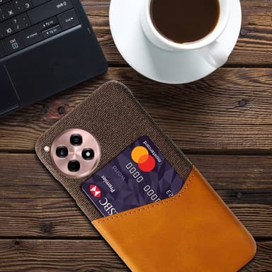 SKALO OnePlus 12R 5G Premium PU-Läder Korthållare Skal - Brun