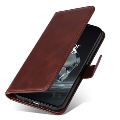 SKALO OnePlus 12R 5G PU-Läder Plånboksfodral - Brun