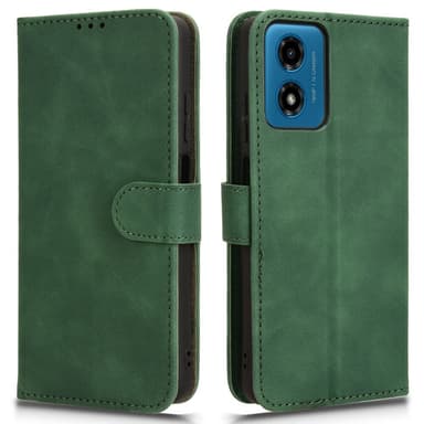 SKALO Motorola Moto G04 Matt PU-Läder Plånboksfodral - Grön