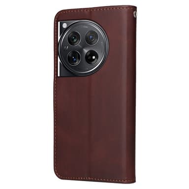SKALO OnePlus 12 5G PU-Läder Plånboksfodral - Brun