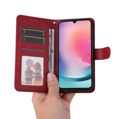 SKALO Samsung A25 5G PU-Läder Plånboksfodral - Röd