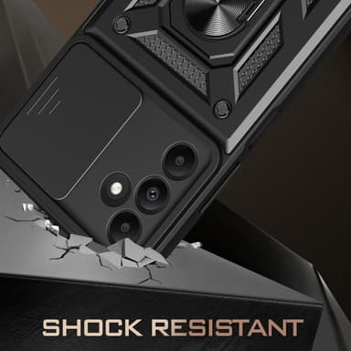 SKALO Samsung A15 4G Armor Hybrid Metallring Kameraslider - Röd