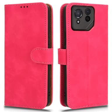 SKALO Asus ROG Phone 8 5G Matt PU-Läder Plånboksfodral - Cerise