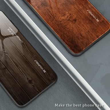 SKALO Samsung A15 5G Wood Härdat Glas TPU-skal - Orange