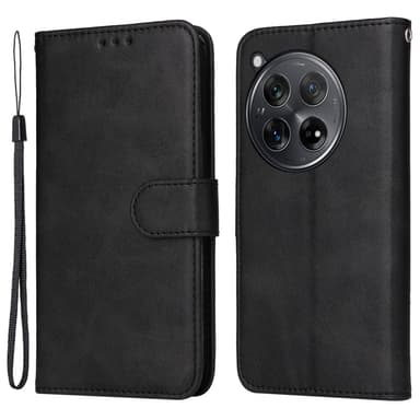 SKALO OnePlus 12R 5G PU-Läder Plånboksfodral - Svart