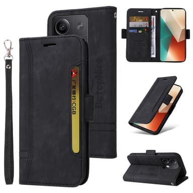 SKALO Xiaomi Redmi Note 13 5G BETOPNICE 001 Plånboksfodral i PU-Läder - Svart