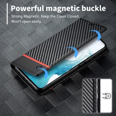 SKALO Samsung A15 4G LC.IMEEKE Carbon Fiber Plånboksfodral i PU-Läder - Svart