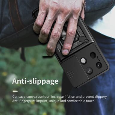 SKALO Xiaomi Redmi Note 13 5G Armor Korthållare Kameraslider skal - Svart